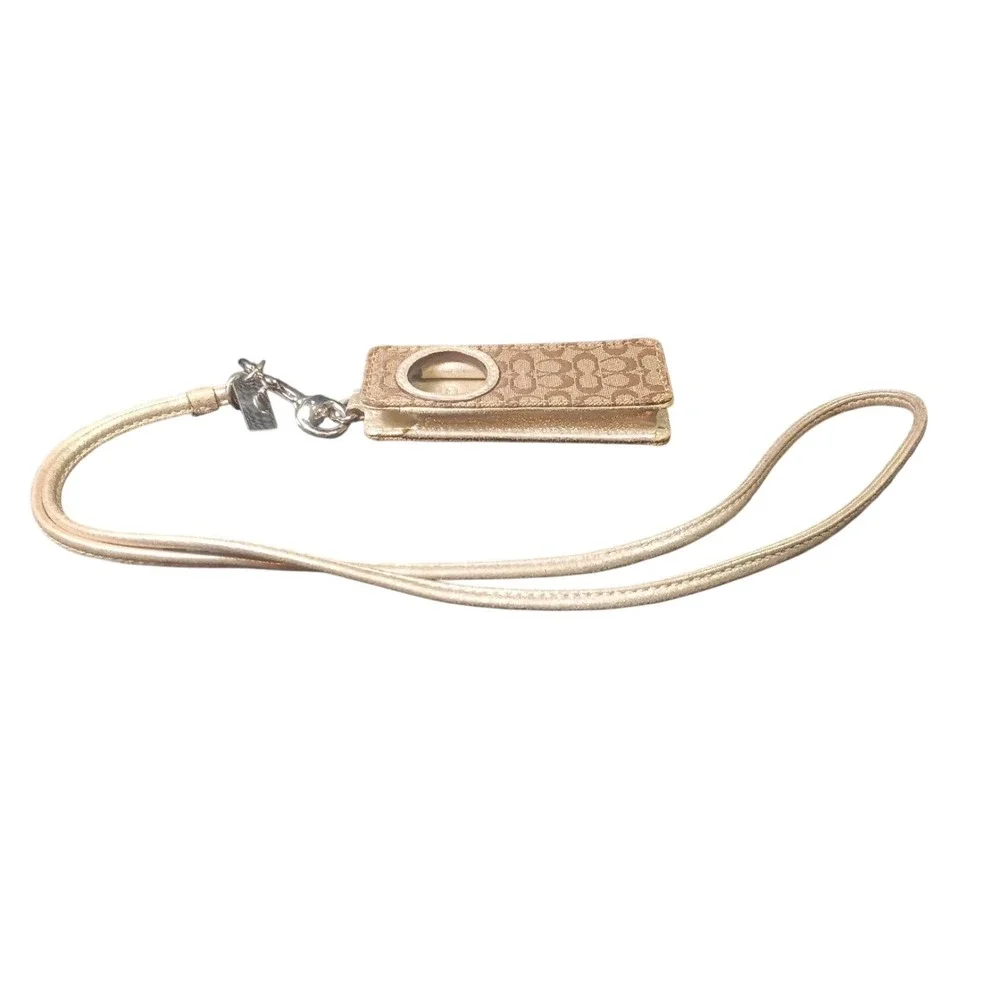 Coach Signature C Canvas iPod Shuffle 1st Gen Case Gold Khaki Lanyard‎ Vtg Y2K